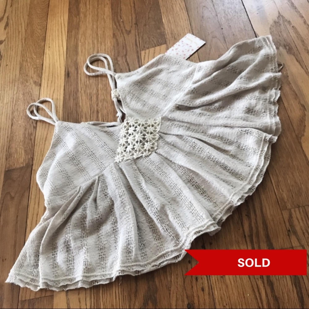 FREE PEOPLE NWT beige babydoll ballet top - Picture 1 of 8